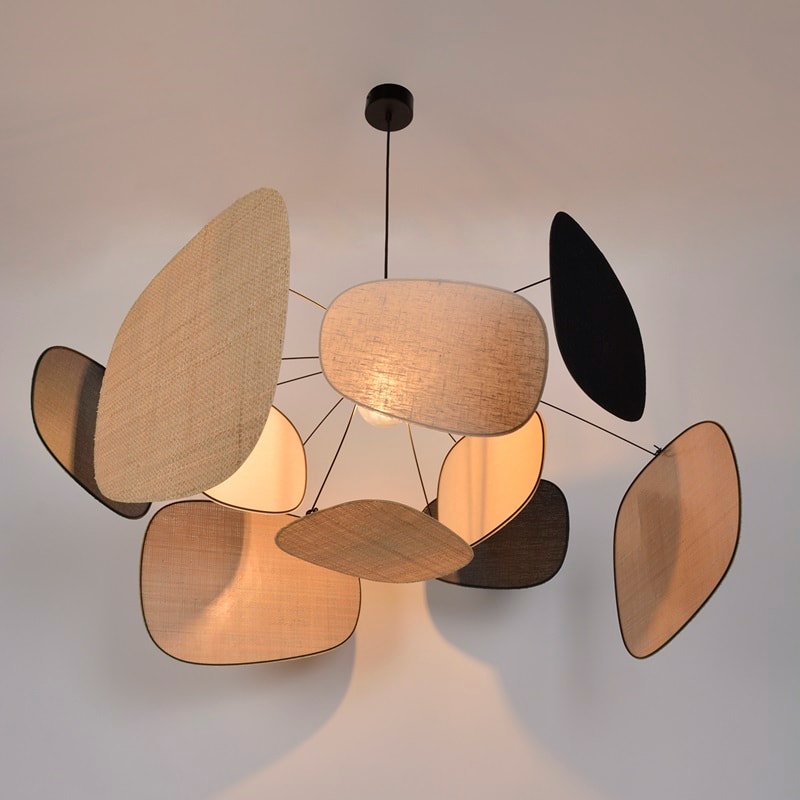 Suspension Screen lin bouleau-raphia-lin noir L déstockage - Image 4