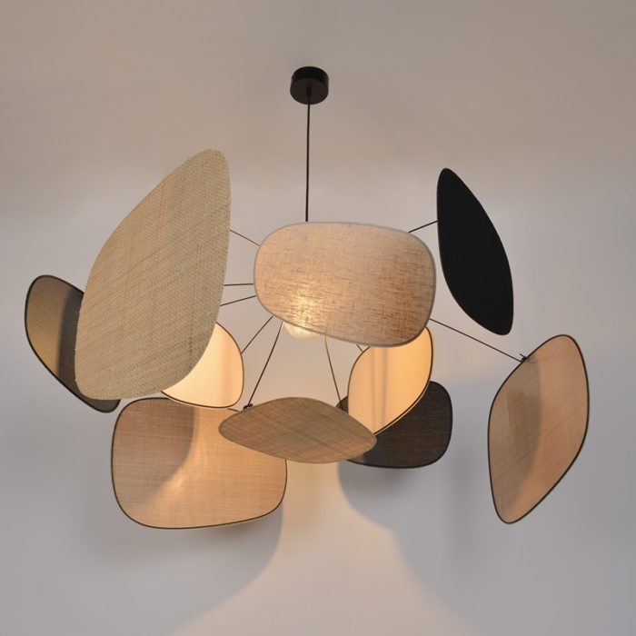 Suspension Screen lin bouleau-raphia-lin noir Xl  Market Set – Image 3